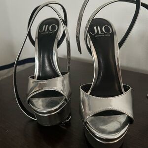 JLO Junnie Silver Sky High Platform Heels